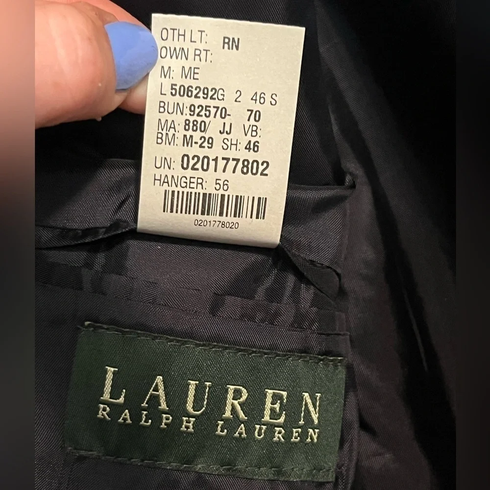Lauren Ralph Lauren Classic Black Pinstripe Men's Blazer Wool/Cashmere Blend 46S